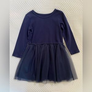 Primary navy dress with tulle skirt, 4-5y